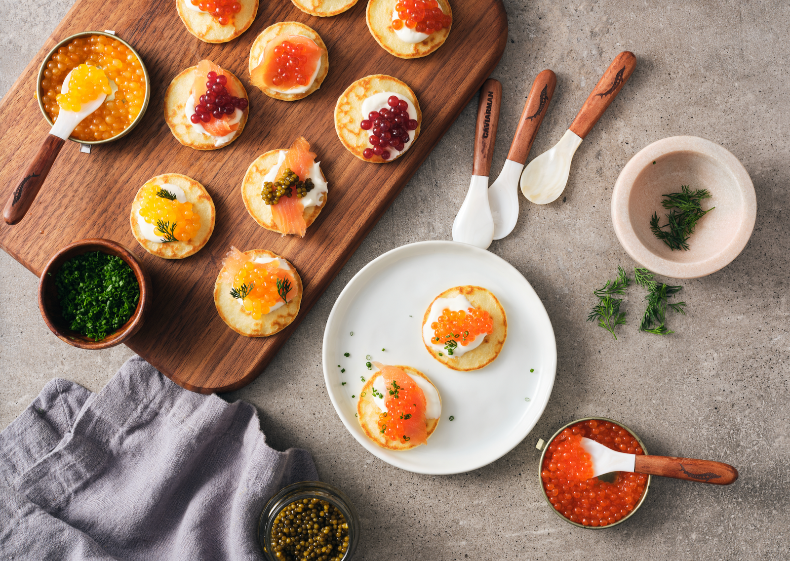 Mother of Pearl Caviar Spoons & Plates